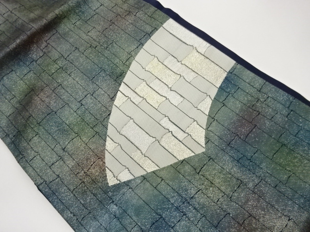 引箔地紙に竹模様織出し名古屋帯